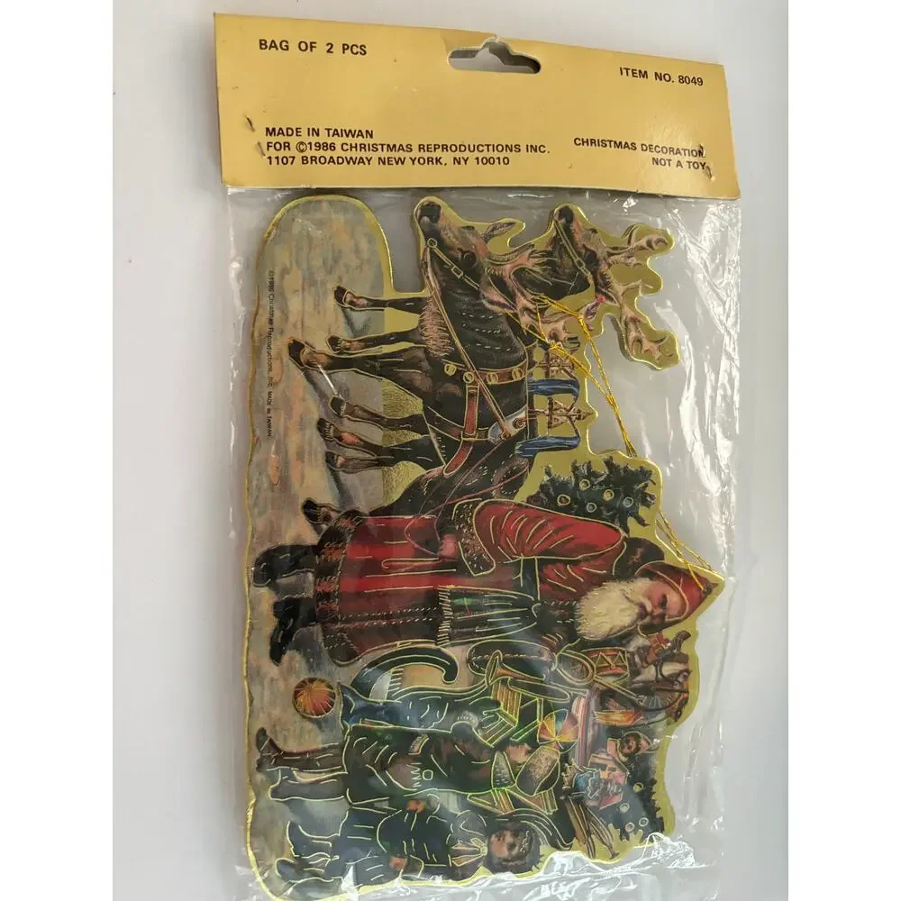 Vintage Christmas Reproductions Victorian Ornament Die Cut Chipboard 1986 2 Set